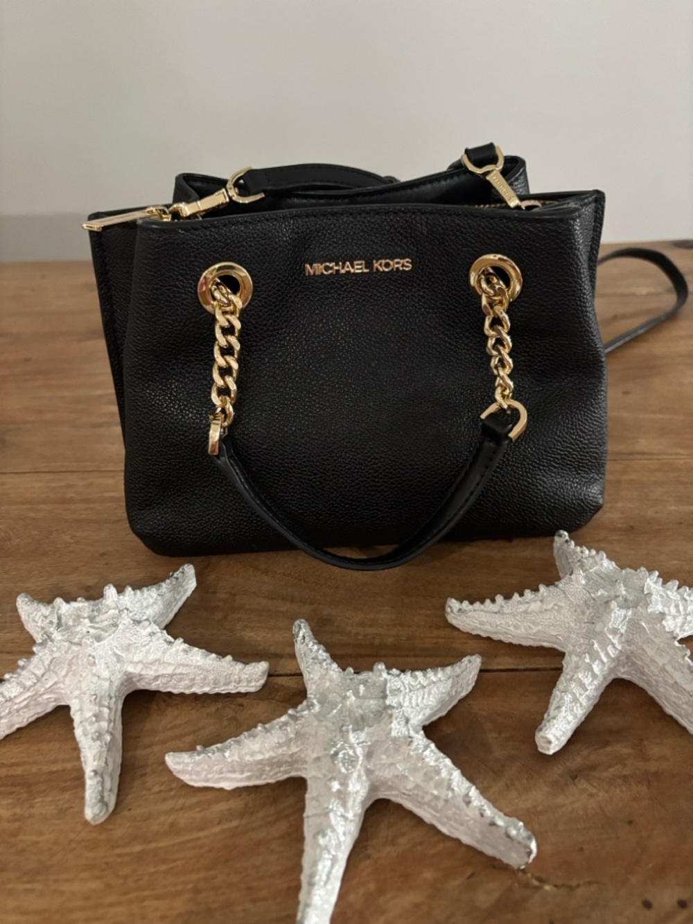 Michael Kors Black Teagen Small Pebbled Leather Messenger Bag